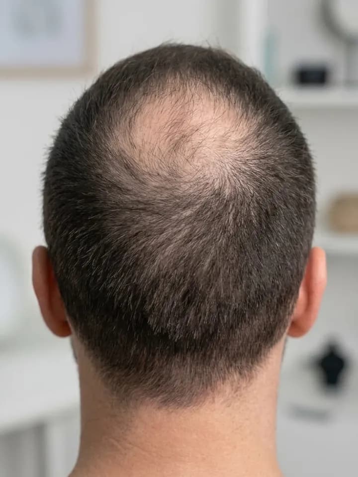 Risultato tricopigmentazione effetto densità - Prima